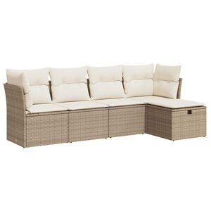 vidaXL Salon de jardin avec coussins 5 Pièces beige résine tressée