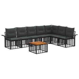 vidaXL Ensemble de canapés d'extérieur 8 Pièces Noir et Gris foncé