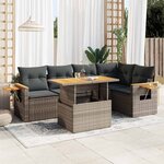 vidaXL Salon de jardin avec coussins 6 Pièces gris résine tressée acacia