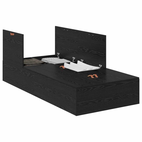 vidaXL Cadre de lit avec rangement Chêne noir 90 x 200 cm