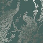 DUTCH WALLCOVERINGS Papier peint Paon Vert et argenté