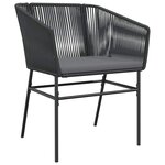 vidaXL Ensemble à manger de jardin et coussins 3 Pièces noir rotin verre