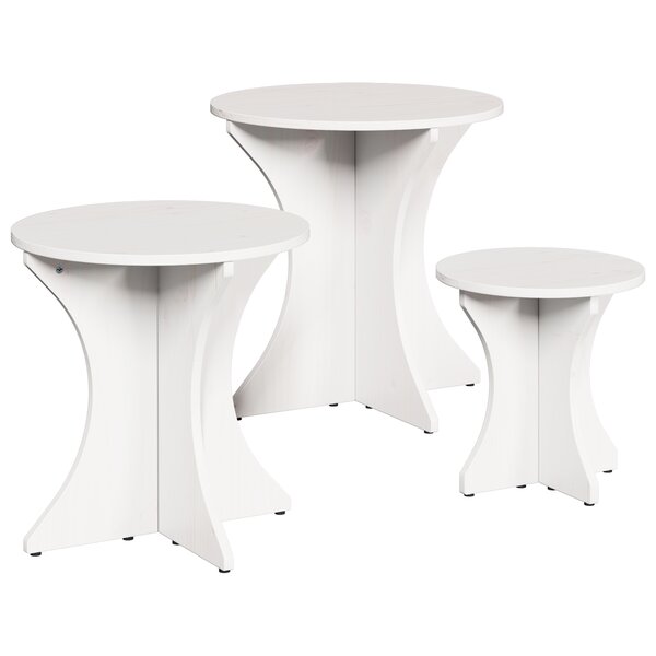 vidaXL Table basse 3 Pièces Blanc 46 x 46 x 47 cm Bois massif en pin