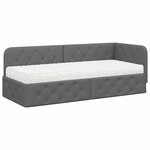 vidaXL Cadre de lit d'angle avec matelas Gris foncé 80 x 200 cm tissu