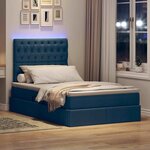 vidaXL Lit de rangement LED avec matelas Bleu 120 x 190 cm Tissu