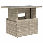 vidaXL Table de jardin dessus en verre gris clair 100x55x73 cm rotin