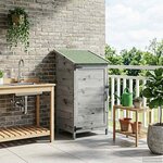 vidaXL Abri de jardin Gris 59 x 56 x 113 5 cm Bois de Sapin Massif