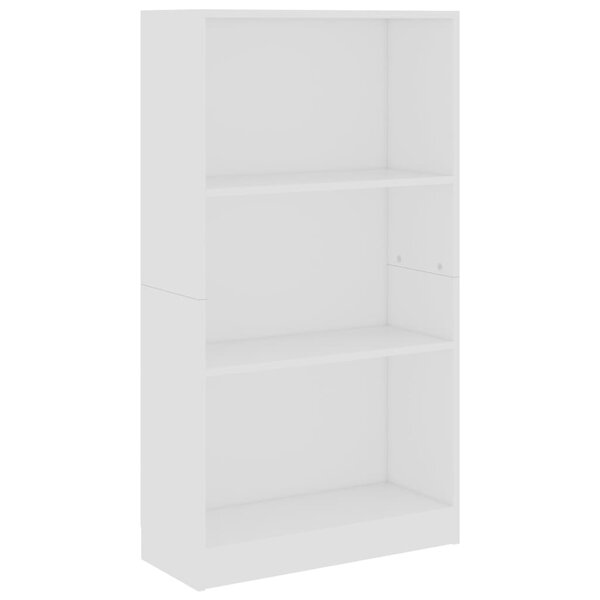 vidaXL Bibliothèque 3 niveaux Blanc 60x24x109 cm Bois d'ingénierie