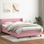 vidaXL Sommier à lattes de lit avec matelas rose 140x220 cm velours