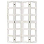 vidaXL Cloison de séparation 4 panneaux blanc bois de paulownia massif