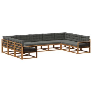 vidaXL Ensemble de canapés d'extérieur 9 pc Naturel et Anthracite