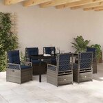 vidaXL Ensemble de salle à manger pour jardin 7 Pièces Gris polyrotin