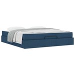 vidaXL Cadre de lit avec matelas avec matelas 2 Pièces Bleu tissu