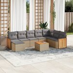 vidaXL Salon de jardin avec coussins 9 Pièces beige résine tressée