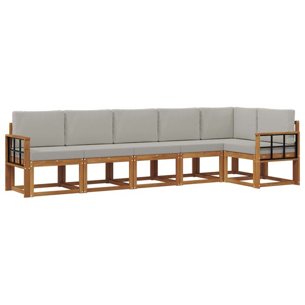 vidaXL Ensemble de canapés d'extérieur 6 pc Naturel et gris clair