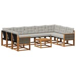 vidaXL Ensemble de canapés d'extérieur 10 pc Naturel et Gris clair