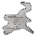 Mosasaurus shaped jurassic world 2 oz argent antique monnaie 5 dollars dollars niue 2022