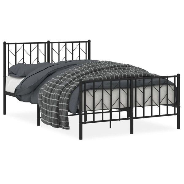 vidaXL Cadre de lit métal sans matelas avec pied de lit noir 120x190cm