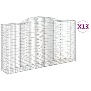 vidaXL Paniers à gabions arqués 13 Pièces 300x50x160/180 cm fer galvanisé