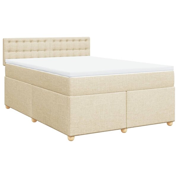 vidaXL Sommier à lattes de lit avec matelas Crème 160x200 cm Tissu