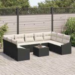 vidaXL Ensemble de canapé de jardin 10 Pièces Noir Poly rotin