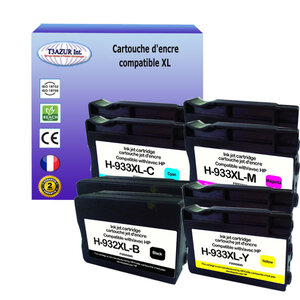 8 Cartouches compatibles avec HP OfficeJet 6700, 6700 Premium remplace HP 932XL, HP 933XL  (Noire+Couleur)- T3AZUR