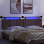 vidaXL Tête de lit suspendue Avec lumière LED Marron foncé Tissu
