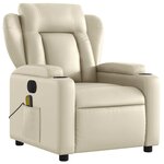 vidaXL Fauteuil de massage inclinable électrique crème similicuir