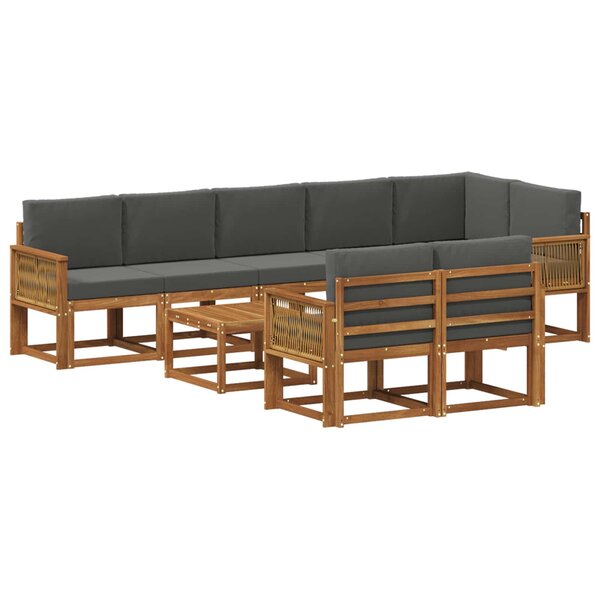 vidaXL Ensemble de canapés d'extérieur 9 pc Naturel et Anthracite