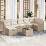 vidaXL Ensemble de canapé de jardin 8 Pièces Beige Poly rotin