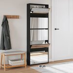 vidaXL Armoire à chaussures avec miroir 5 niveaux noir 63x17x169 5 cm