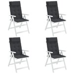vidaXL Coussins de chaise à dossier haut lot de 4 noir tissu oxford