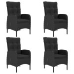 vidaXL Ensemble à manger de jardin 5 Pièces Noir