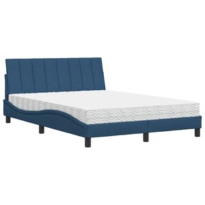 vidaXL Lit avec matelas Hanko bleu 120x200 cm tissu