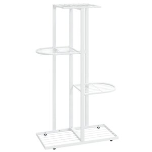 vidaXL Support pour plantes 4 niveaux 43x22x76 cm Blanc Métal