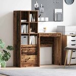 vidaXL Bureau avec rangement 2 Pièces Bois Ancien 45 5 x 34 x 127 cm