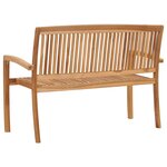 vidaXL Banc de jardin empilable et coussin 128 5cm Bois de teck massif
