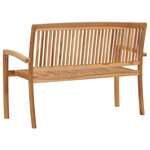 vidaXL Banc de jardin empilable et coussin 128 5cm Bois de teck massif