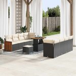 vidaXL Ensemble de canapé de jardin avec coussin 11 Pièces Noir et Crème
