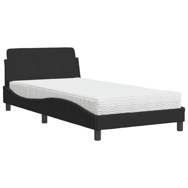 vidaXL Lit avec matelas noir 100x200 cm velours