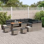 vidaXL Ensemble de canapé de jardin 13 Pièces Gris Poly rotin