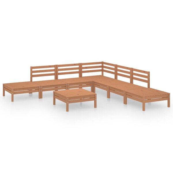 vidaXL Salon de jardin 8 Pièces Bois de pin massif Marron miel