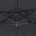 vidaXL Parasol de jardin à double tête avec LED noir 316x145 cm
