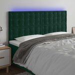 vidaXL Tête de lit à LED Vert foncé 160x5x118/128 cm Velours