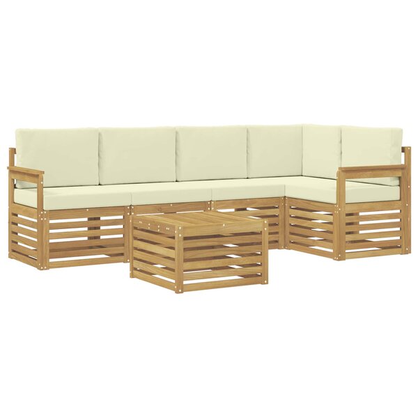 vidaXL Ensemble de canapés d'extérieur 6 pc Blanc et crème Polyester