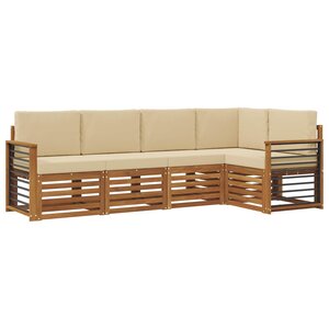vidaXL Ensemble de canapés d'extérieur 5 pc Naturel et Beige Polyester