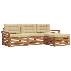 vidaXL Ensemble de canapés d'extérieur 4 pc Naturel et Beige