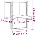 vidaXL Étagère murale avec barre sonoma gris 20x25x30 cm