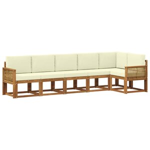vidaXL Ensemble de canapés d'extérieur 6 pc Naturel et Crème Polyester