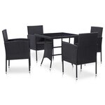 vidaXL Ensemble à manger d'extérieur 5 Pièces Résine tressée Noir
